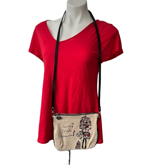 BRIGHTON Scottie Dog Canvas Crossbody with Black Leather Detachable Stra… - Picture 2 of 10